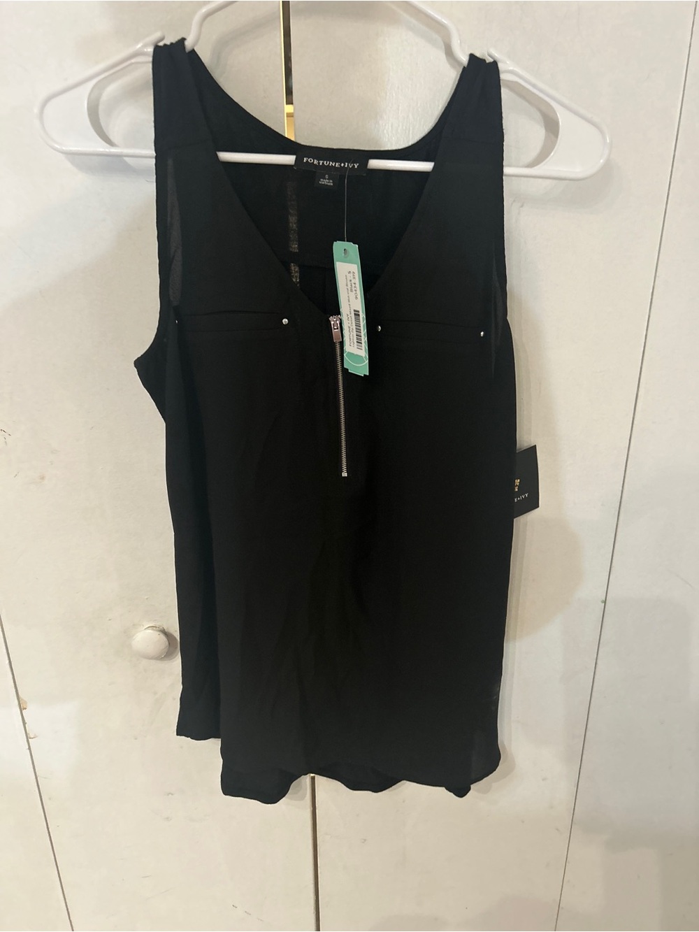Front Zip Black Tank Top by Factory by Erikstad